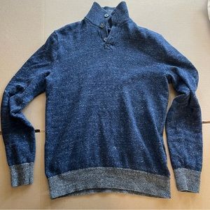 Gap Navy and Grey Button Down Pullover Sweater